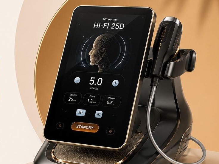 HI-FU 25D, equipamento de ultrassom focalizado com ecrã tátil e manípulo